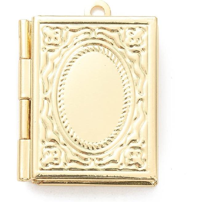 Beadthoven 10 szt. Prawdziwe Pozłacane 18K Serce Medalion Wisiorki Grawerowane Serce z Węzłem Wstążki Kwiaty Ramka na Zdjęcie Zawieszki Uchwyt na Zdjęcie Medalion Pamięci