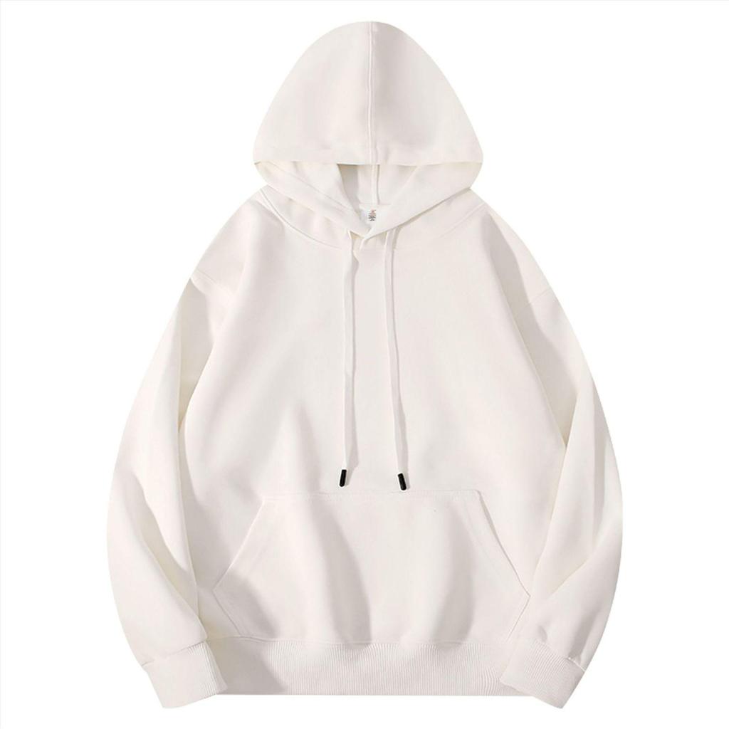 Plus Size Men's 320g Cotton Hooded Sweatshirt with Logo, European & American Style, Loose Fit Jacket