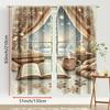 2PCS Digital Print Curtains, Cozy Window Coffee Cup Christmas Pattern, Warm Hygge Style for Xmas Holiday Season Home Decor