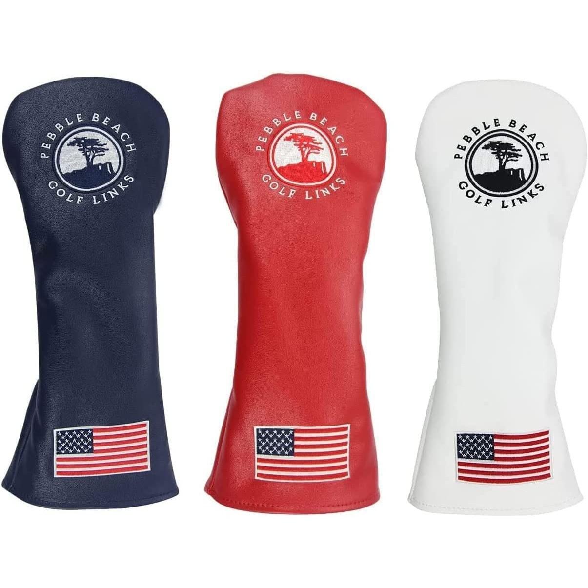 Golf head cover driver wood fairway utility conversion tag American tree pattern embroidery single item.