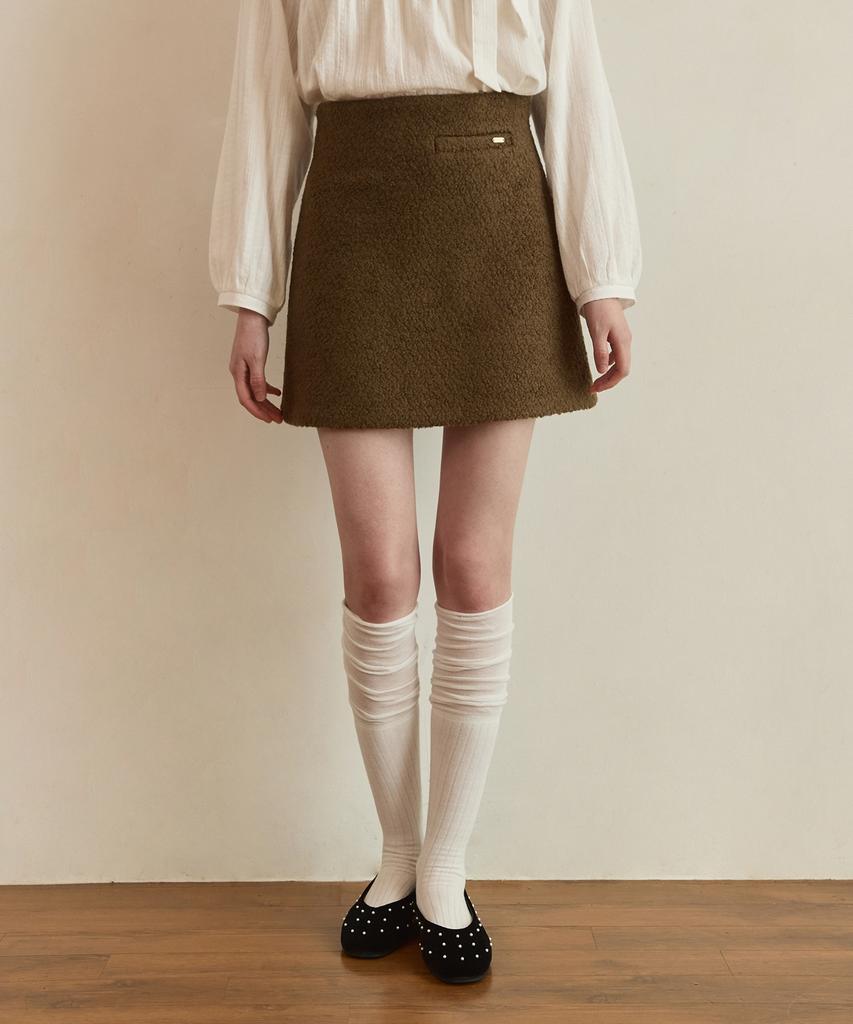 ADAUL Teddy Boucle Tweed Mini Skirt - Brown