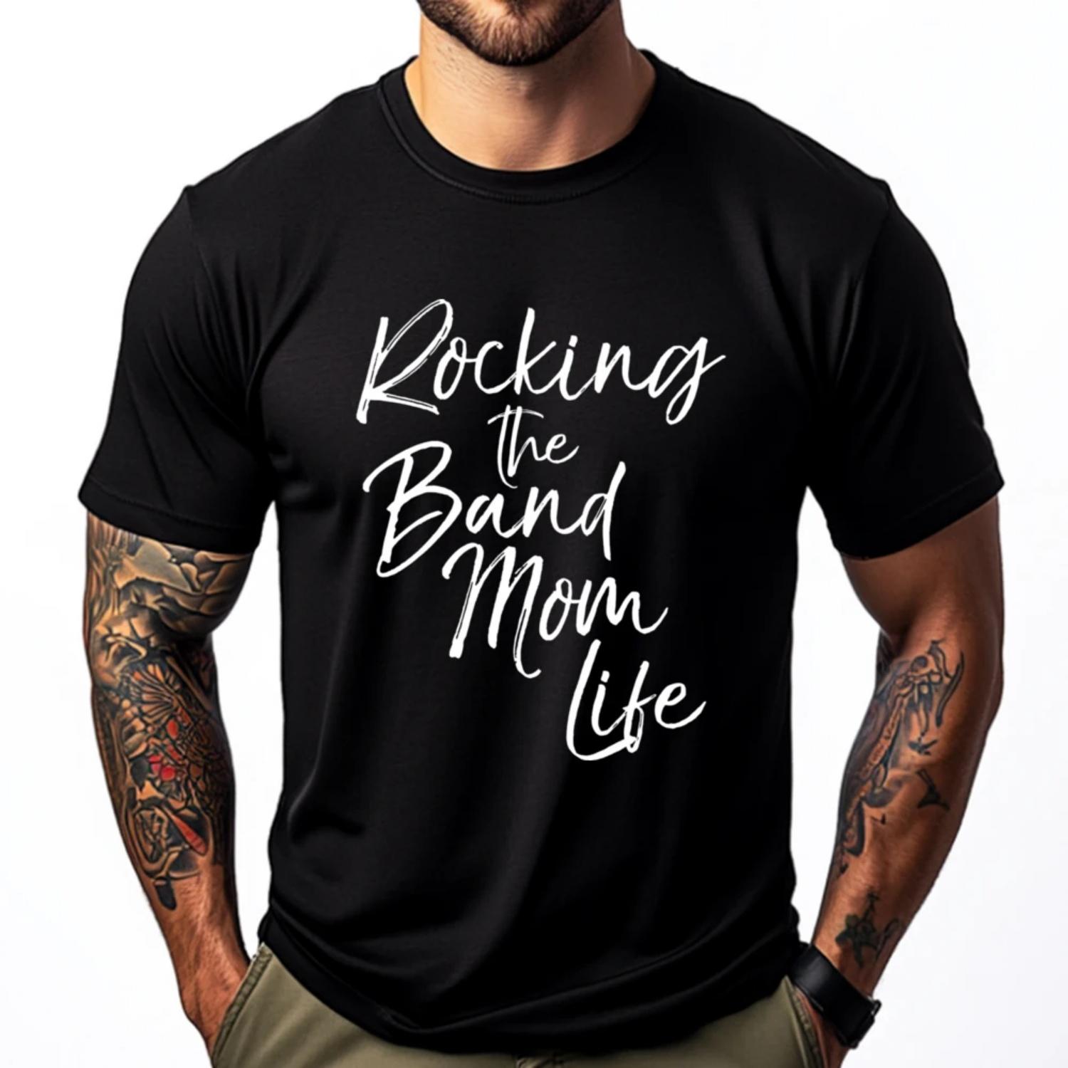

Marching Band Mother Day Rocking The Band Life Black Graphic T Shirts Breathable New In Tops & Tees Printed On S чёрный