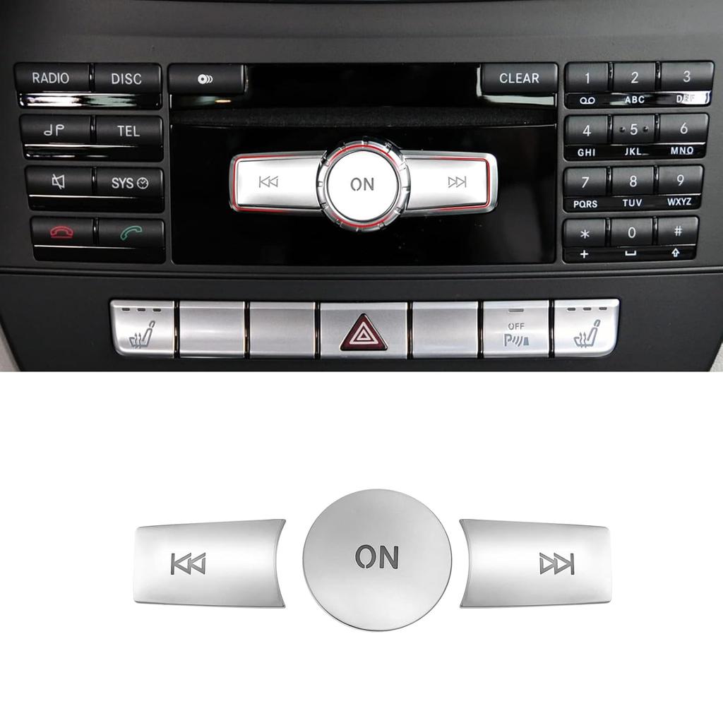 Jaronx Compatible with Mercedes Benz Radio Button Cover Stickers, X204/W204 Radio ON Volume Button Sticker Cover for Mercedes B W246/C W204/ E W212/
