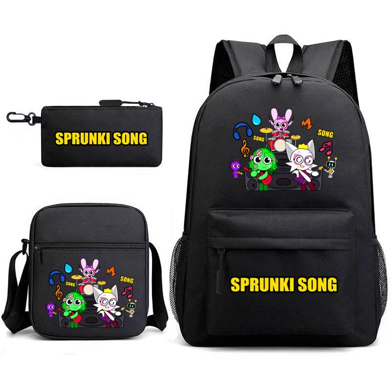 3D New Game Rhythm Box Sprunki School Bag Backpack Elementary and Secondary School Backpack Crossbody Bag Pencil Bag D