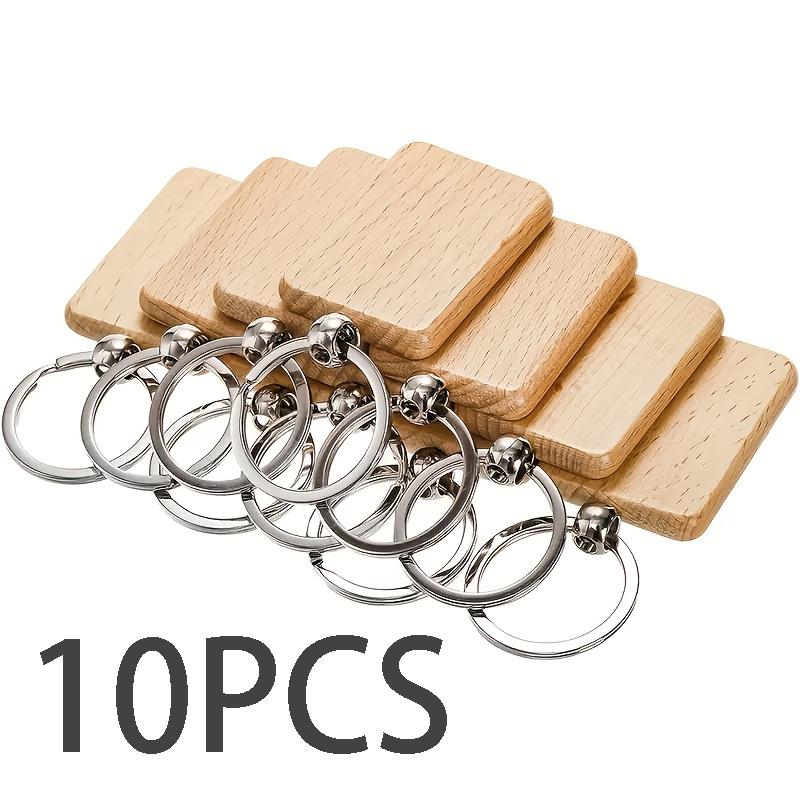 5/10 Stück Unfertige Holz Schlüsselanhänger Rohlinge, DIY Laser Gravur Rechteckige Anhänger für Bastelarbeiten, Geschenke & Heimdekoration