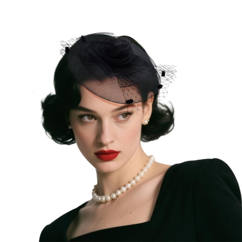 Fashionable Mesh Veil Headpiece Comfortable Hair Accessory Hat Clip Headwear for Themed Parties Weddings Daily Wear