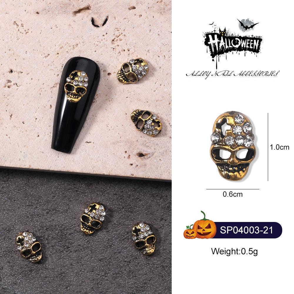 1PCS Pumpkin Skull Bat Nail Art Parts Retro Punk Style Alloy Finger Nail Charms Metal DIY Nail Art Decoration Accessories