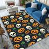 Halloween Themed Crystal Velvet Area Rug - Large Polyester Skull and Pumpkin Pattern Floor Mat for Living Room, Bedroom, Game Ro