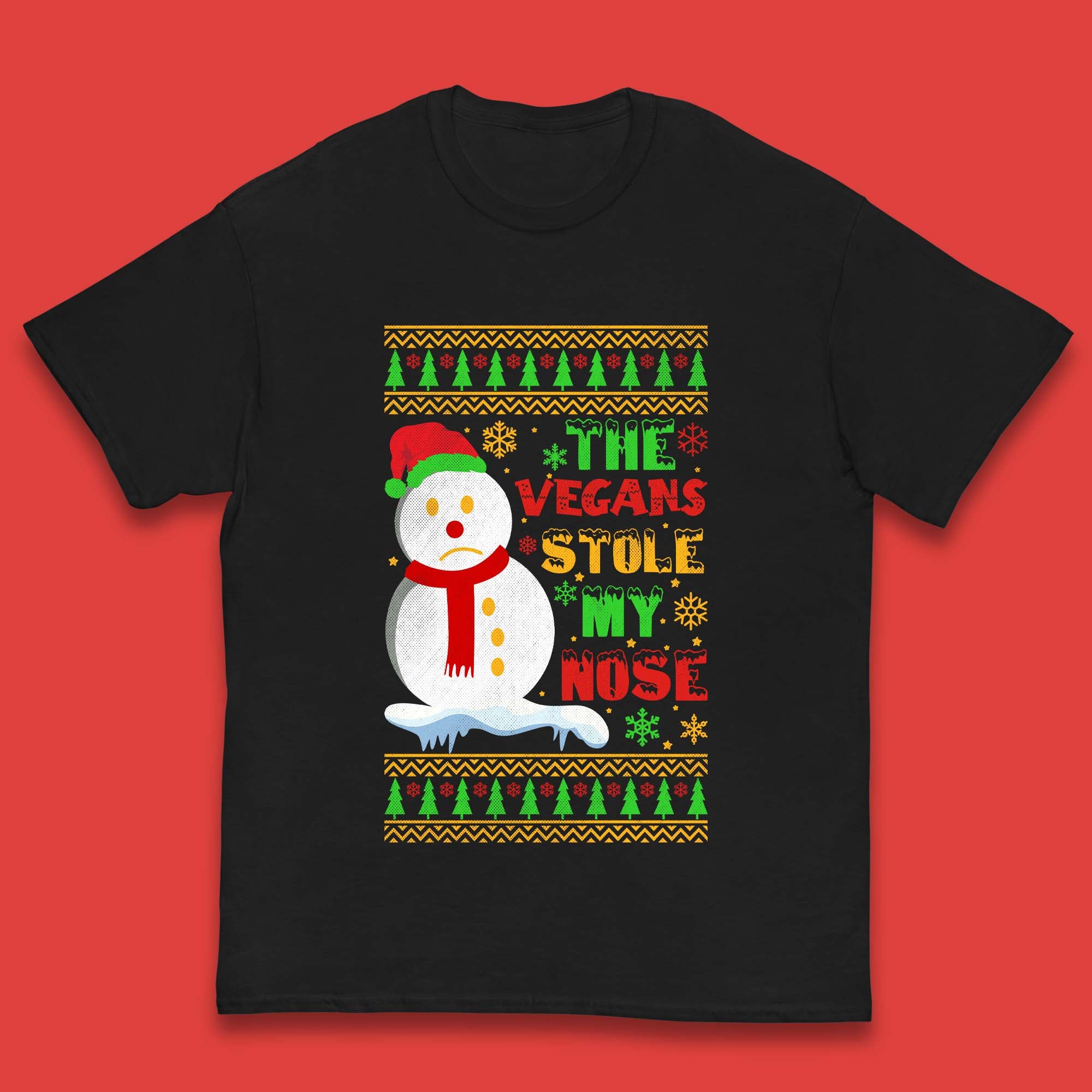 Vegan Snowman Christmas Kids T-Shirt 110