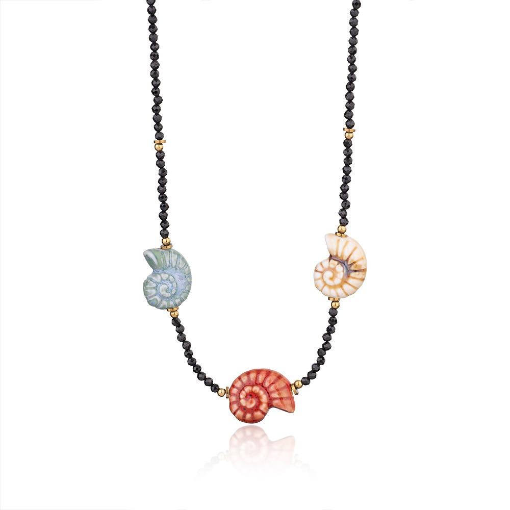 Crystal Shell Pendant Necklace Sea Beach Bohemia Beads Chain Choker Conch Shell Necklace  Summer