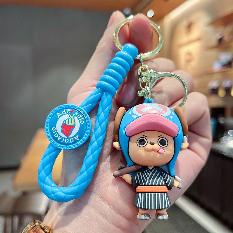 3D Anime Figurine Keychain: Luffy, Chopper & Usopp from One Piece