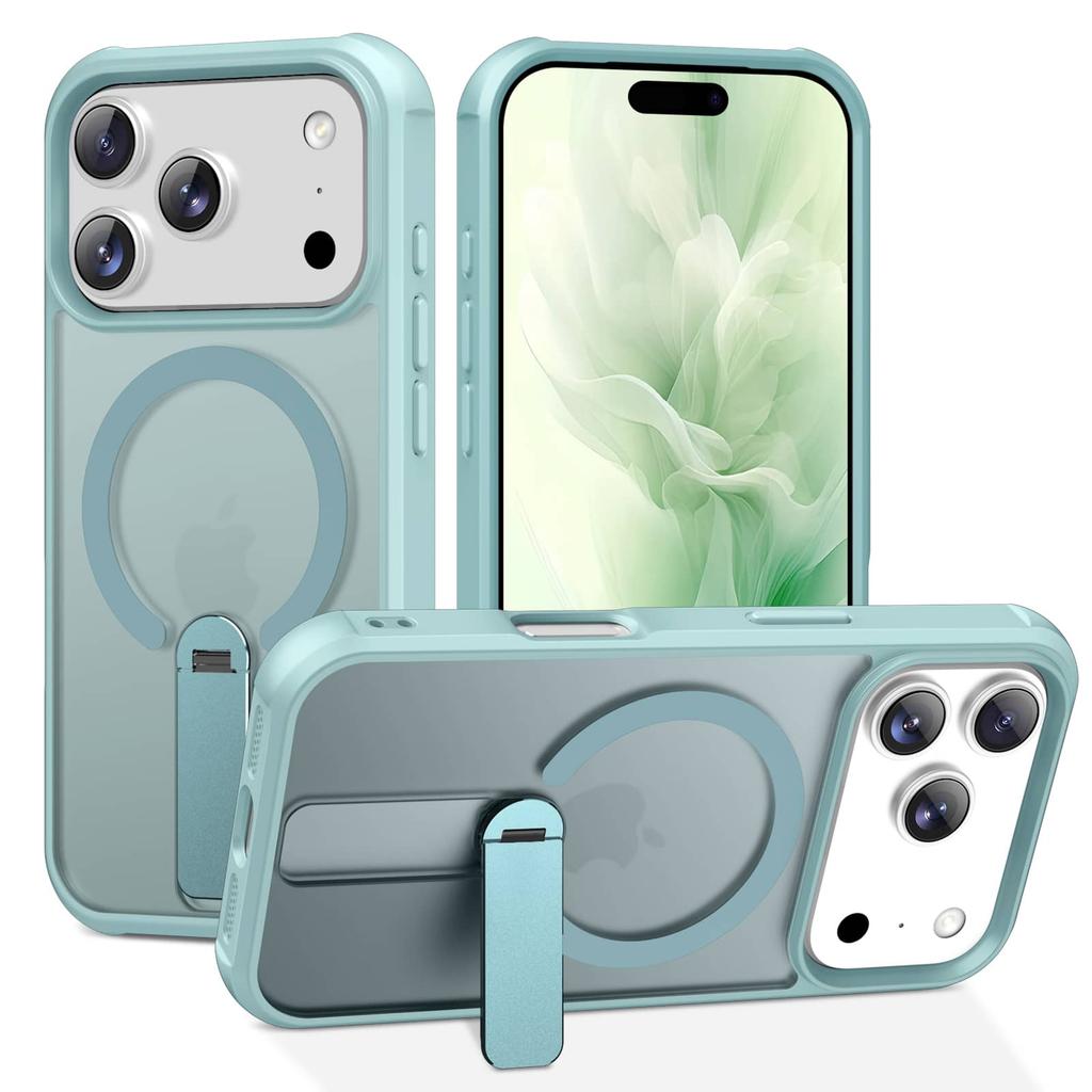 Magnetic Slim Case for iPhone 17 Pro Max/Air Invisible Kickstand Anti-Slip Shockproof Translucent Phone Cover with Strong Magnet