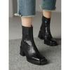 French retro thick heel short boots women's 2025 autumn and winter new square head high heel boots thin Martin boots single boots