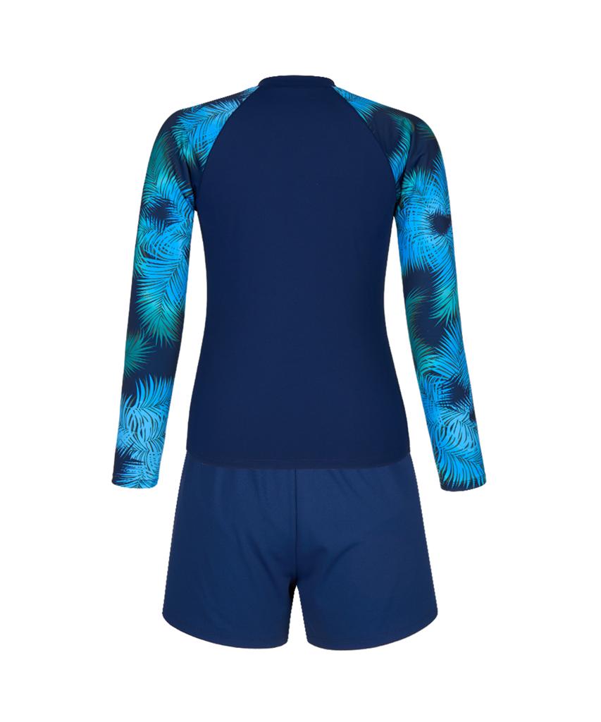 Lenomasuyeongbog Women'S Crop Zip-Up Rash Guard Set Black Rn-Ls2G932-Nv