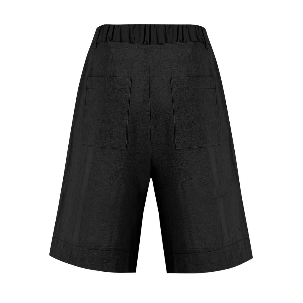 Pantalones Casuales de Color de Cintura Alta para Mujer Pantalones de Entrenamiento Shorts 1/2