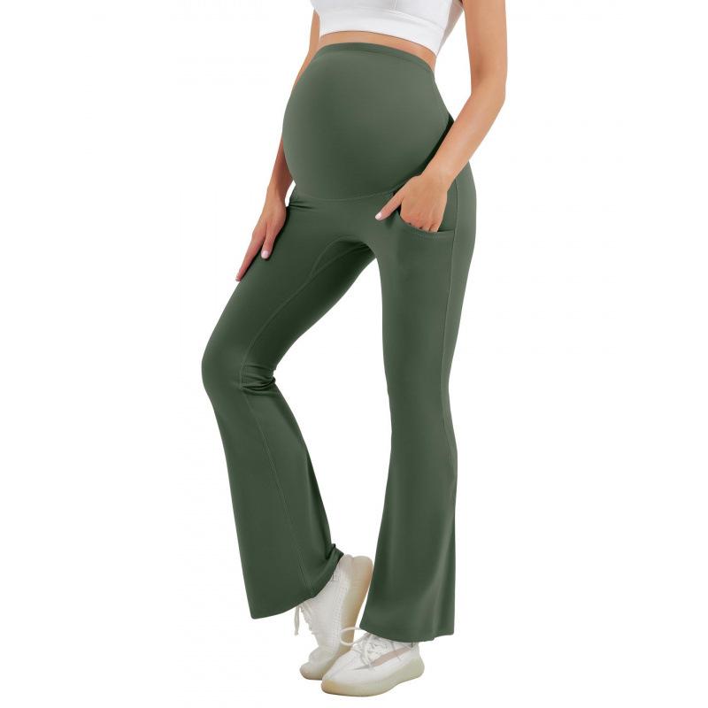 European & American High-Waisted Maternity Support Pants, Nylon Stretch, Micro-Flare, Plus Size, Versatile Outerwear JL13