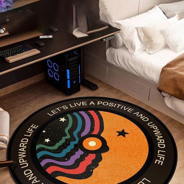 Circular Floor Mat Record Computer Chair Floor Mat Hanging Basket Carpet Living Room Coffee Table Mat Anti Slip Foot Mat Bedside