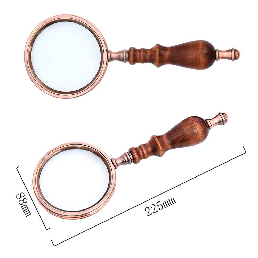 Wooden Handle 10X Microscope Reading Jewelry Magnifiers Vintage Magnifying Glass Handheld