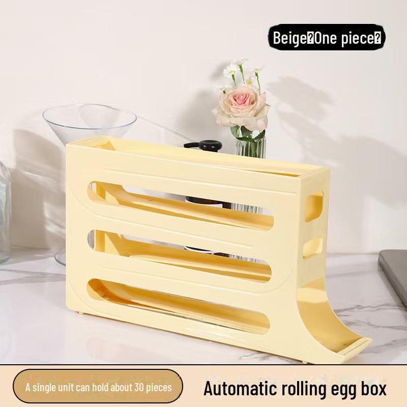 Automatic Rolling Multi-Layer Egg Storage Box for Fridge and Countertop