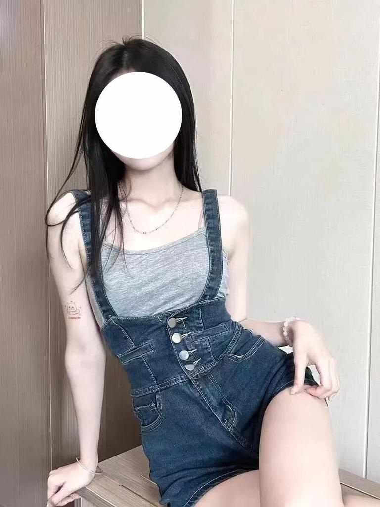 2024 Retro High-Waist Denim Overalls for Women - Slim Fit Street Style Shorts