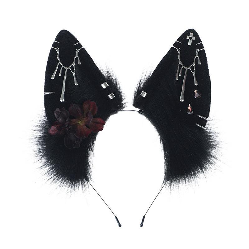 Dark Exotic Jackal Ears Headband Anubis Cos Headdress Exotic Jackal Ears KC