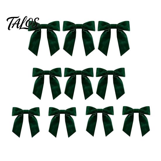 Christmas Party Decorative Accents 10Pcs Velvet Bows, 11x12.5cm Large Ribbon Ornament with Built-in Cable Tie Red Bows for Xmas Tree And Wreath