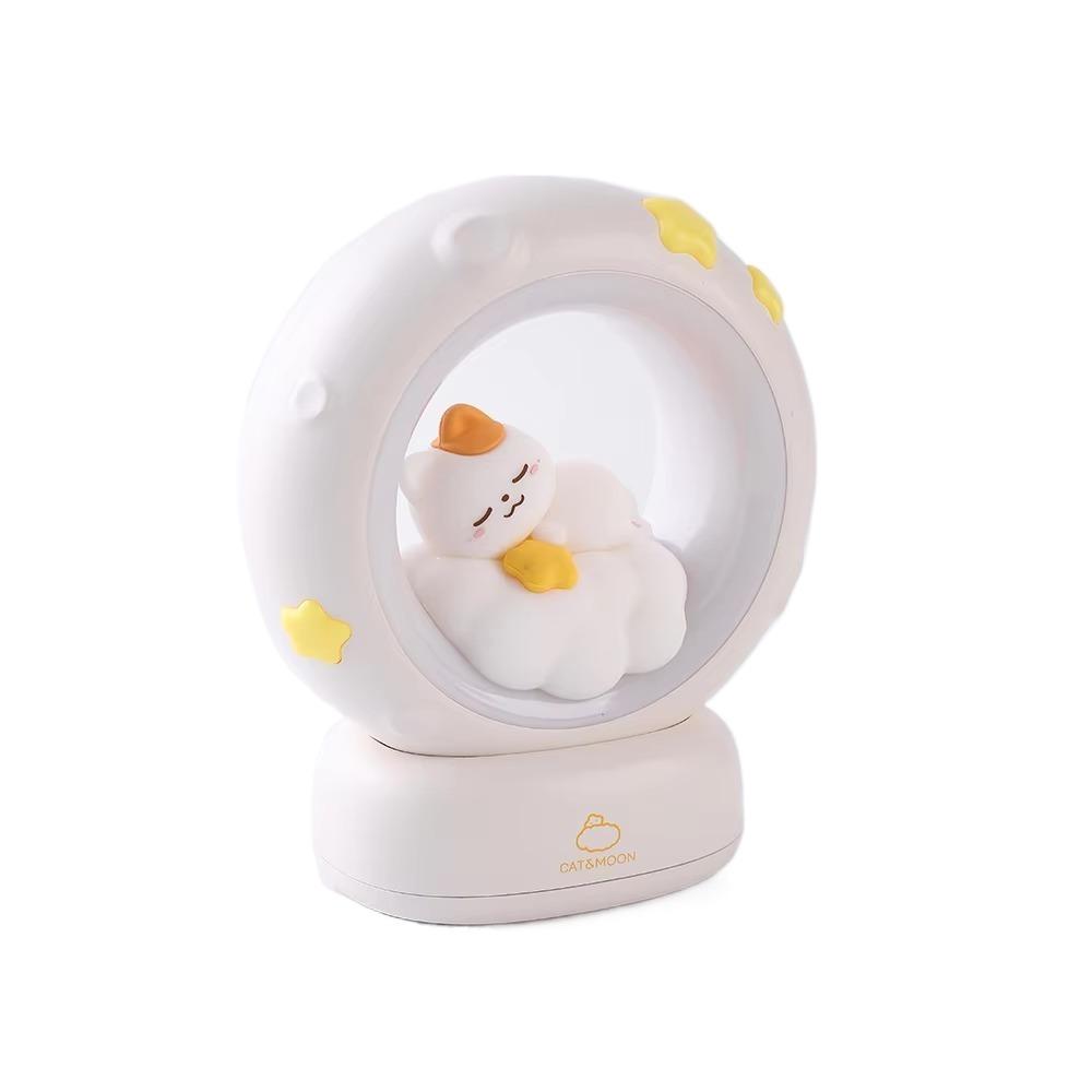 USB Charging Rabbit Cat Night Light Soft Light Eye Protection Moon Cat Light Adjustable Brightness Decorative