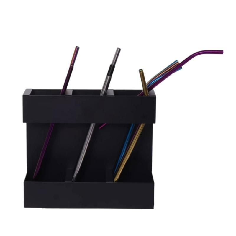 Multifunctional Storage Rack For Straws Cutlery 3 Section Cabinet Organizers With Drainage Design Kitchen Accessory