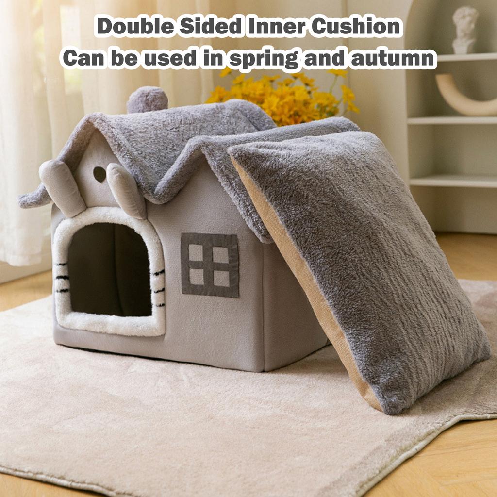 Katzenhausbett, ultraweiches Plüschmaterial, Katzenbetten für Hauskatzen, Katzenhaus, entlastet Muskeln und Gelenke