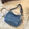 Denim Bag Women's Shoulder Bag Large Capacity Tote Bag Bow Print Commuter Crossbody Bag