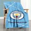 Manchester City Customize Text Blanket Multi-purpose Personalized Blanket Soft & Cozy Perfect for Nap Livingroom Living Room Office Chair