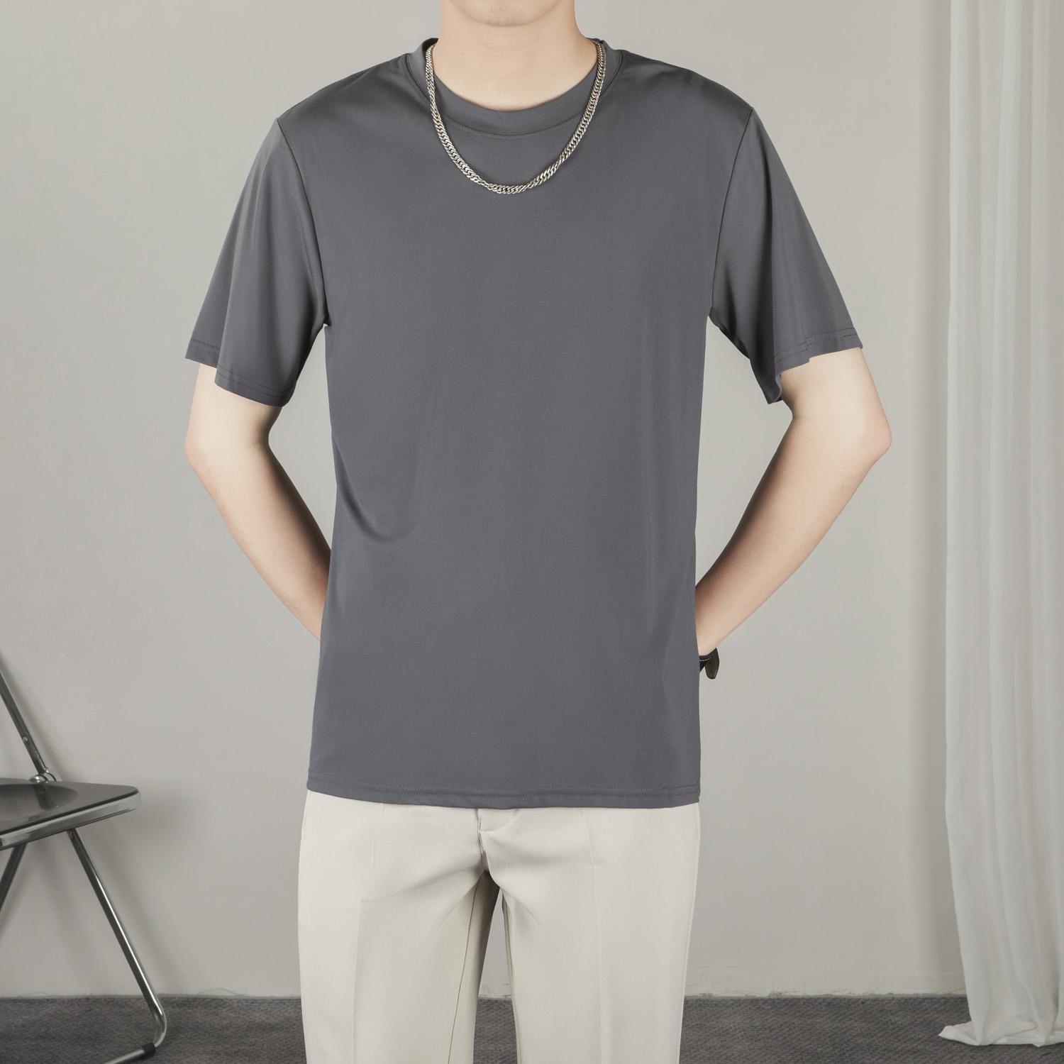 

Мужская модная белая футболка из ледяного шелка облегающего кроя с коротким рукавом 2XL