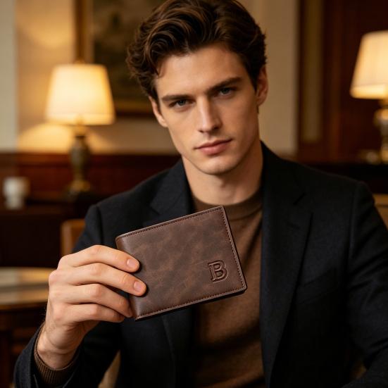 Herren Bifold Geldbörse Minimalistische Taschen-Kurzgeldbörse mit Reißverschluss-Münzfach Kartenhalter Geldbörse für Arbeit Reisen