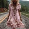 Summer New European and American Flower Bud Flower Digital Printing Dress Women