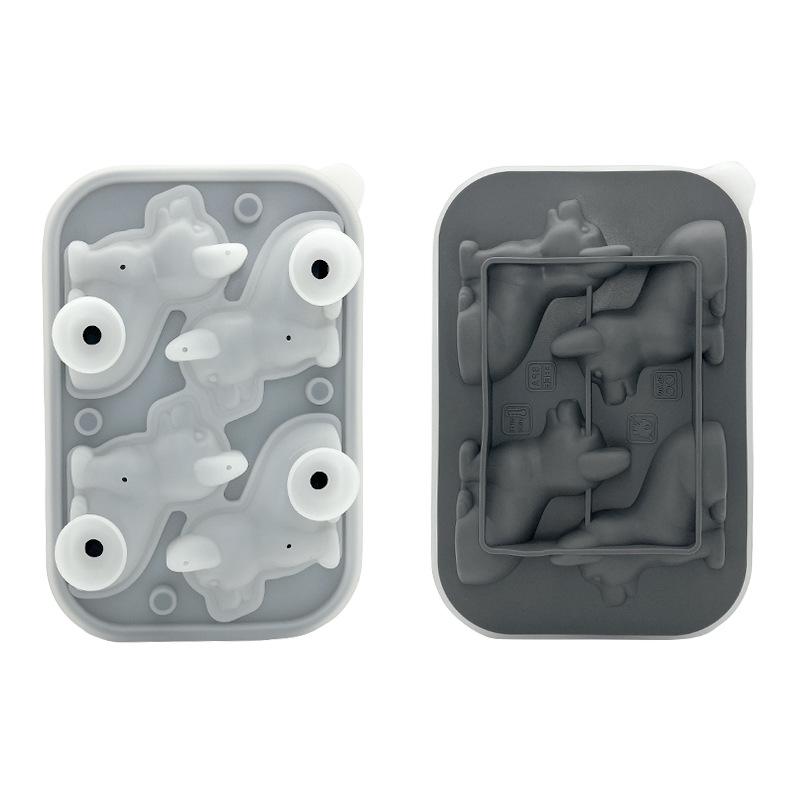 3D corgi dog ice tray Home made ice mold Silicone ice mold with cover Easy demoulding BPA free, suitable for whisky and cocktail