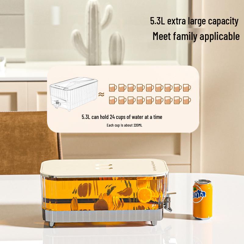 Ceainic pentru Apă Rece de Capacitate Mare cu Robinet pentru Apă cu Gheață sau Ceai de Fructe, Rezistent la Temperaturi Înalte