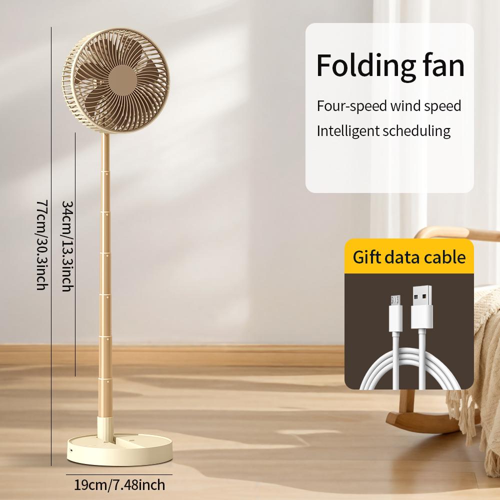 USB Foldable Portable Fan with 8inch 4 Speeds & Timing, Battery Operated Mini Floor Fan for Bedroom, Indoor or Outdoor