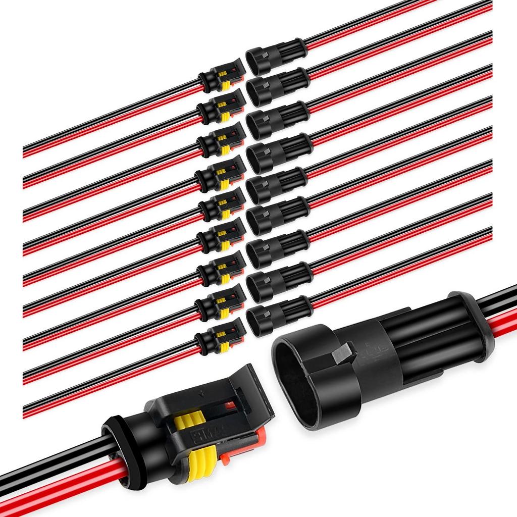 Waterproof 2 Pin Wire Connectors - Automotive Connector Kit for Car Truck Motorcycle Marine Boat Quick Connect Replacement