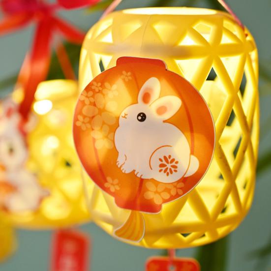 Kit Lanterna di Carta di Bambù Intrecciato Fai da Te Lanterna Cinese di Plastica Portatile per Festa di Primavera Festa di Metà Autunno Decorazione