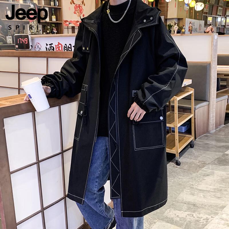 JEEP SPIRIT Men s Casual Hooded Mid-Length Parka Jacket 3XL