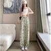 Women's Fashion Casual Colour Block Print High Waist Trousers Pants & Capris