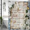 Bible Verses Christian Scriptures White Flowers Inspirational Quotes Shower Curtain, Bathroom Decorative Shower Curtains, Waterp