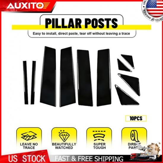 10PCS Gloss Black Window Pillar Post Cover Trim For Mazda 3 Axela 2014-2018