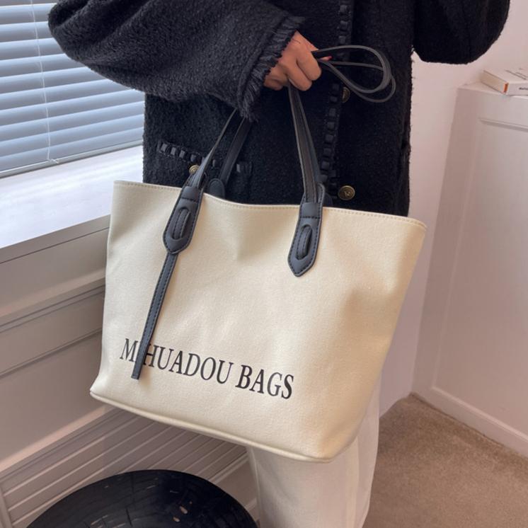 Tote Bag New Canvas Women's Bag Autumn and Winter Large Capacity High-end Shoulder Bag Commuter Bag