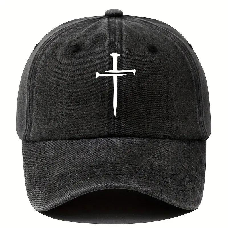 Cross Hat for Men Women Denim Baseball Caps Cross Logo Unisex Dad Hat Fashionable and Versatile Sun Hat