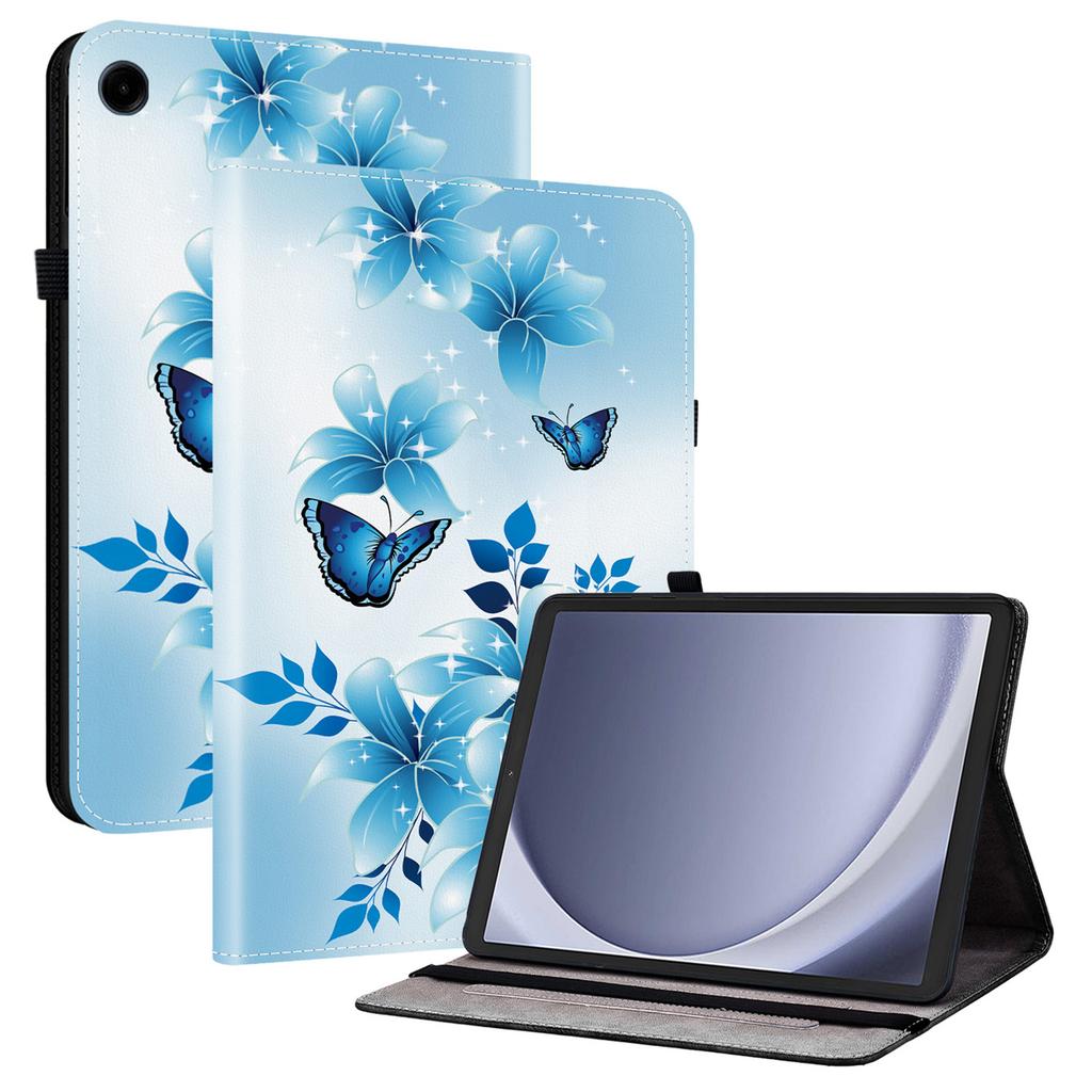 Für Samsung Galaxy Tab A9 Lederhülle Muster bedruckt Ständer Tablet-Hülle mit Kartenfächern