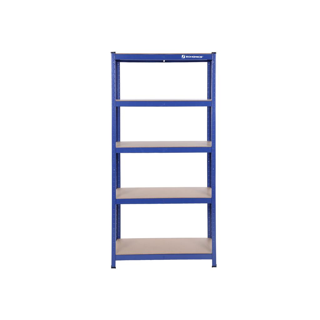 SONGMICS 5-Tier Shelving Unit, Steel Shelving Unit for Storage, Tool-Free Assembly, for Garage, Shed, Load Capacity 650 kg, 30 x 75 x 150 cm, Blue