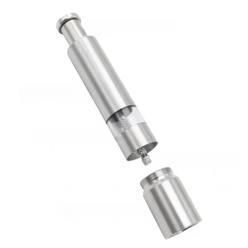 1pc Hand Driven Metal Pepper Grinder/Salt Mill&Muller Portable Thumb Push Aluminium Case Stainless Steel Core