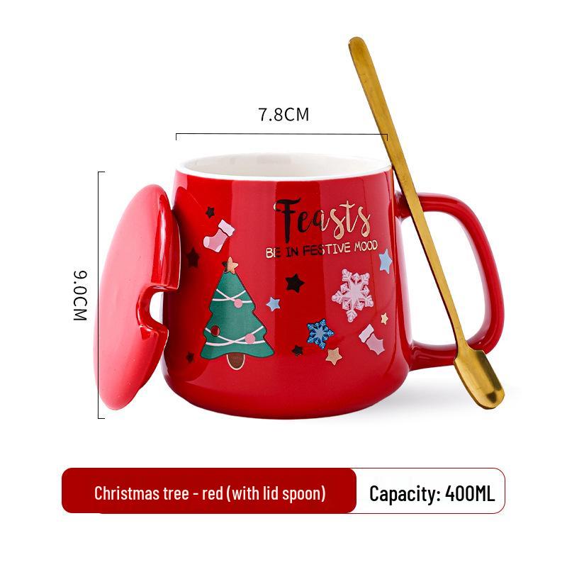 Personalized Christmas Ceramic Mug with Lid and Spoon - Creative Cartoon Design, Perfect for Halloween Gifts