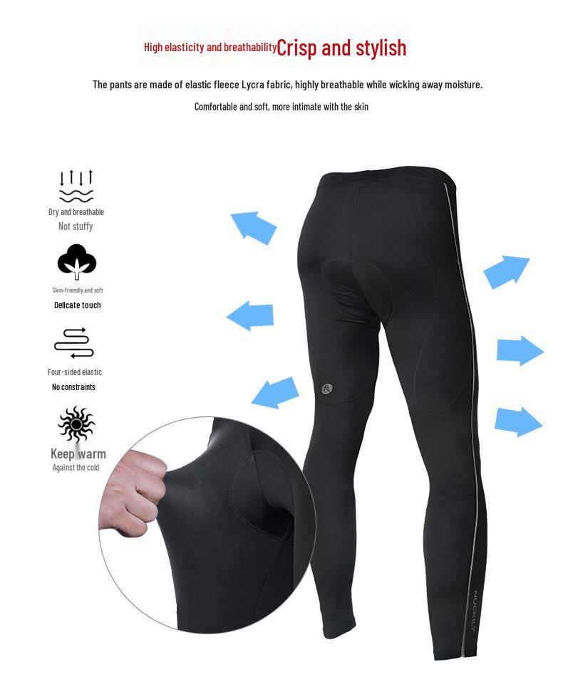 NUCKILY Men's Winter Cycling Suit with Silicone Padded Seat and Fleece for Mountain Biking